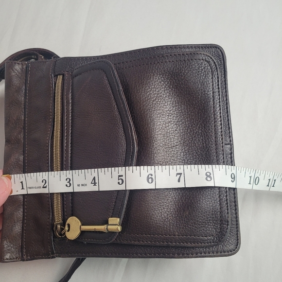 Vintage Fossil Brown Pebbled Leather Small Crossbody Purse - Picture 11 of 16